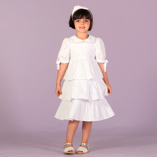 Imagem de VESTIDO TRES BABADOS BRANCO LISO